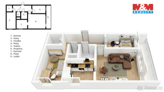 Pronájem bytu 3+1, 60 m², Praha 9, ul. Zárybská - 9