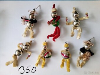 Staré, vánoční ozdoby -baňky-panáčci-korálkové, starožitné - 9