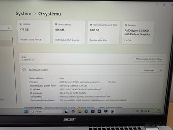 Zánovní celokovový Acer Swift 3, 14” FHD, záruka - 9