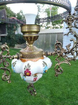 Mosazný lustr, petrolejka - 9