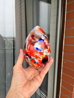 Stolní dekorace Vejce 13 cm, brokové foukané sklo - 9