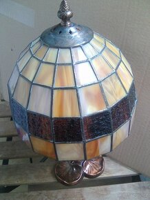 Rustikální starší design stolní lampička, materiál sklo, kov - 9