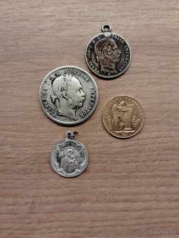 : Prodám zlatou minci+ stříbrné mince2x, medaile: - 9