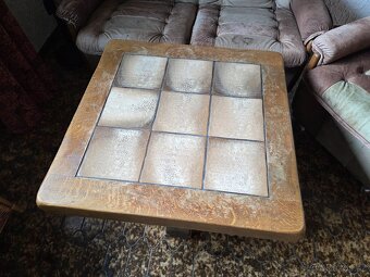 Stará kožená sedací souprava + stůl / set za odvoz - 9