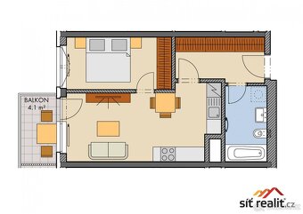 Novostavba bytu 2+kk/B, celkem 44,5 m2, balkon, 2.NP, Praha - 9