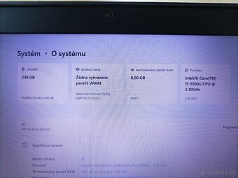 Prodám Laptop HP Elite Book 840, 8GB RAM, i5, 238GB paměť - 9