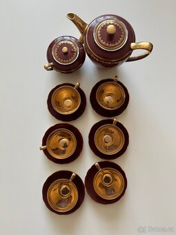 zlato-červený moka porcelánový set 3 Grácie - 9