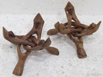 2x Vyřezávaný stojan na květináč retro - 9