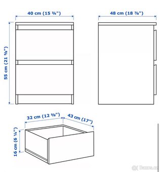 Komoda + noční stolky Ikea Malm - 9