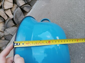Smaltovaný modrý vandlík, průměr 35 cm - 9