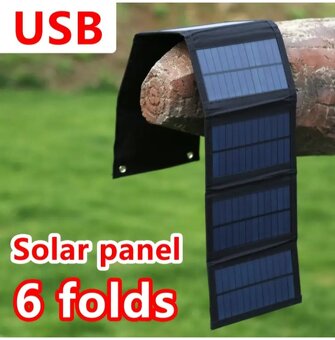 Skládací solární panel, 6 foto-článků, černý - NOVÝ - 9