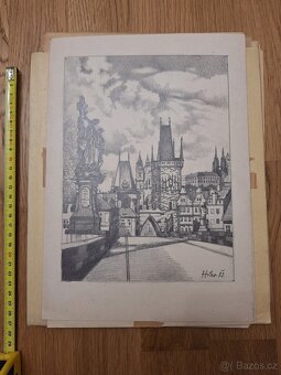 PRAHA - různé kresby tužkou - 9