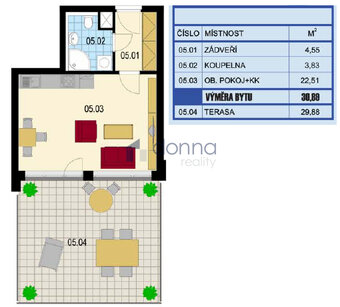 Pronájem bytu 1+kk, 31m² + terasa 30m2, ul. Sicherova, Praha - 9