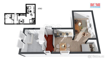 Pronájem bytu 1+kk, 38 m², Kostelec nad Orlicí, ul. Mánesova - 9