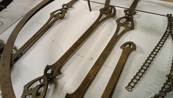 Lustr secesní mosazný , zajímavý širm - 9