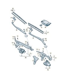 Táhla + motůrek stěračů 3D1955120B VW Phaeton 3D 2010 - 9