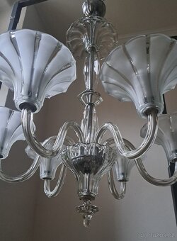 Art deco, starožitný celoskleněný lustr - 9