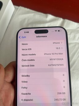 iPhone 16 Pro Max 256GB (100%baterie) - 9