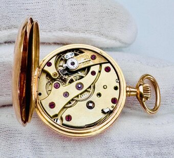 18K CELO ZLATÉ KAPESNÍ HODINKY CHRONOMETRE LIP S ETUI A ŘETÍ - 9