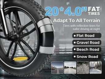 Elektrické skládací kolo FAT BIKE SERIES s ALU rámem 500W - 9