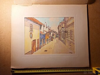 PRAHA - různé malby na papír. - 9