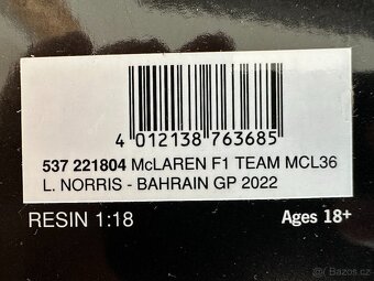 MODEL MCLAREN MCL36 MINICHAMPS 1:18 LIMIT 516 KS - 9