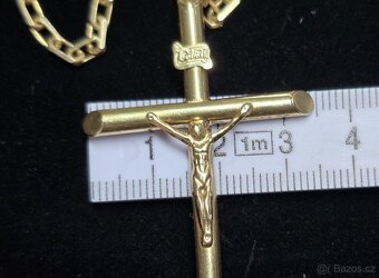 Zlatý řetízek anker pilka s křížkem14k 585/1000 - 9