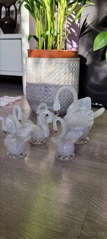 Porcelánové skleněné labutě 5+1 - 9