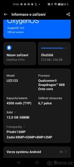 OnePlus 9 Pro–12GB/256GB + příslušenství, po výměně baterie - 9