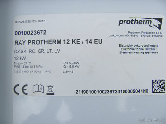 ELEKTROKOTEL PROTHERM RAY 12KE - 12KW - 9