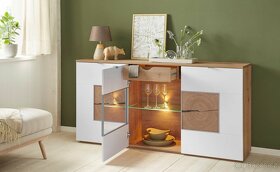 Obývací stěna Parma Germany - Dub masiv / bílá mat MDF - 9