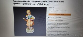 STAROŽITNÁ PORCELÁNOVÁ FIGURKA GIFTCRAFT - DÍVKA S OVOCEM JA - 9