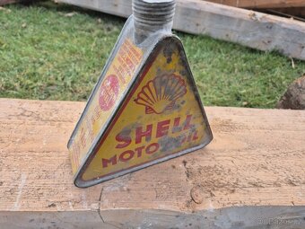 Originál starožitná plechovka chovka na olej Shell 1930 - 9