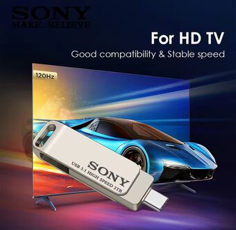 Flash disk 2v1 SONY 1TB, 1024GB USB 3.1+ USB-C otočný, NOVÝ - 9