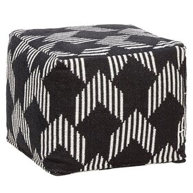 Bavlněný pouf Square černobílý, znacky Hubsch - 9
