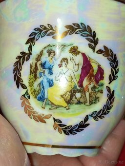 Porcelánový svačinový set TŘI GRÁCIE duhový nádech - 9