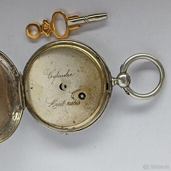 Starožitné stříbrné kapesní hodinky na klíček-klíčovky. - 9