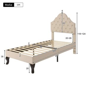 Čalouněná postel 90x200 cm s mušlovým čelem - 9