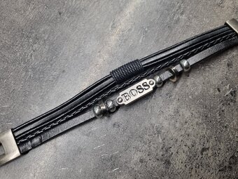Hugo boss pánský kožený náramek značkový černý z kůže - 9