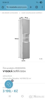Vysoká koupelnová skříň Nová - 9