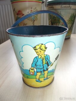 SBĚRATELSKÝ STARÝ PLECHOVÝ KYBLÍK, KBELÍK S UCHEM - 9