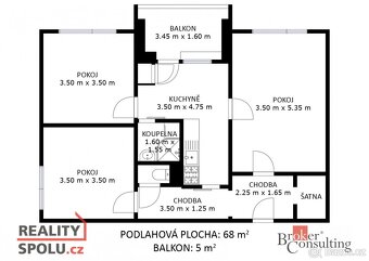 Prodej, byty/3+1, 68 m2, Kachlíkova, Brno, Brno-město [ID 74 - 9