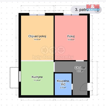 Pronájem bytu 2+1, 45 m², Havířov, ul. Kosmonautů - 9