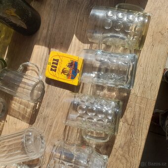 Staré pivní sklo,půlitr, lahve - 9