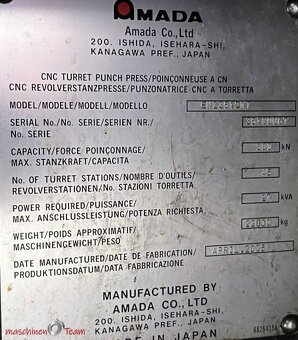 Vysekávací lis AMADA EMZ 3510 NT, použitý, z roku 2005. - 9