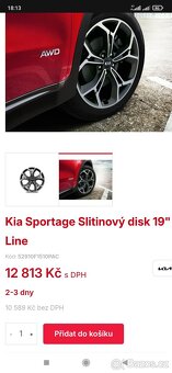 Alu kola, disky Kia ,originál R19 - 9