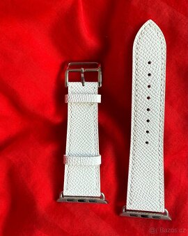 Kožené řemínky Apple Watch 42/44/45mm, bílý a žlutý - 9