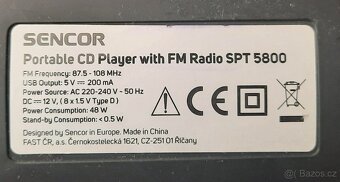 Boombox Sencor SPT5800 - přenosné rádio-CD–USB–BT přehr. - 9