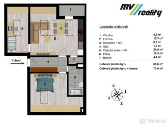 Lysá nad Labem, prodej bytu 3+kk s balkonem - 73 m2, okres N - 9