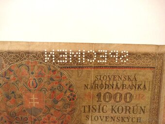 Bankovka 1000 korun Slovenských 1940 Perf.SPECIMEN - 9